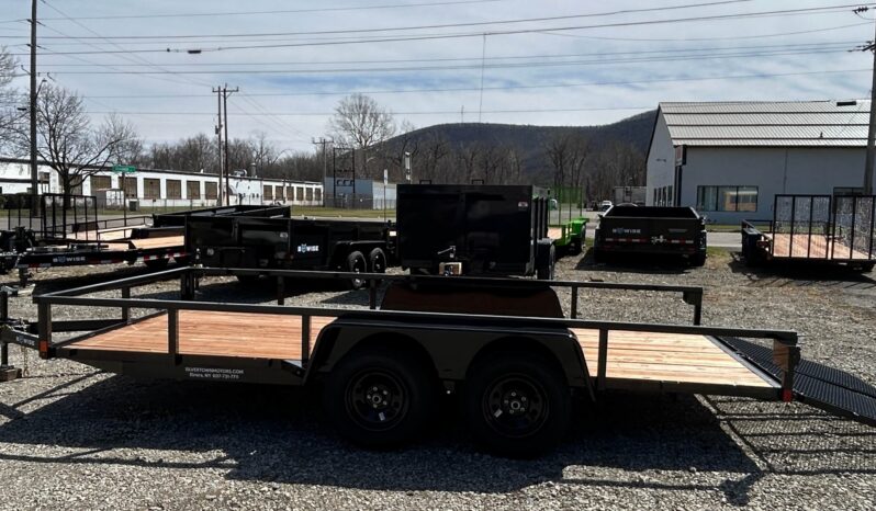 2027 BWISE 7’×16′ UTILITY TRAILER-7,000 GVW, ELECTRIC BRAKES AND SPLIT REAR GATE (UT-716)-BLACK full
