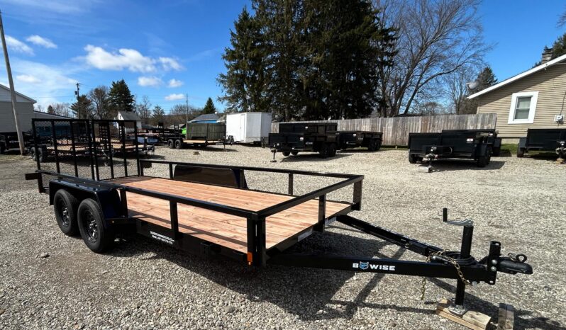 2027 BWISE 7’×16′ UTILITY TRAILER-7,000 GVW, ELECTRIC BRAKES AND SPLIT REAR GATE (UT-716)-BLACK full