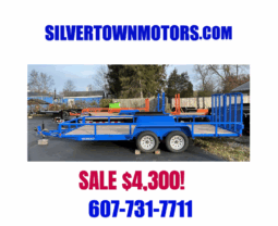 2025 BWISE/BRI-MAR 18 Foot Utility Landscaping Trailer-7,000 GVW Electric Brakes and Split Rear Gate (UT-718)-BLUE
