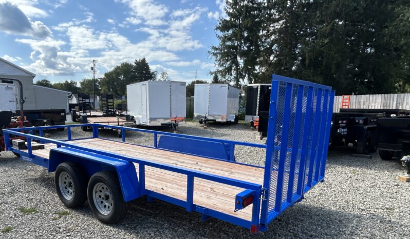 2026 BWISE / BRI-MAR 18 Foot Utility Landscaping Trailer-7,000 GVW Electric Brakes and Split Rear Gate (UT-718)-BLUE full