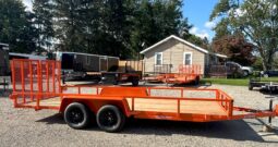 2025 BWISE/BRI-MAR 7’x18′ UTILITY LANDSCAPING TRAILER-7,000 GVW ELECTRIC BRAKES AND SPLIT REAR GATE (UT-718)-ORANGE