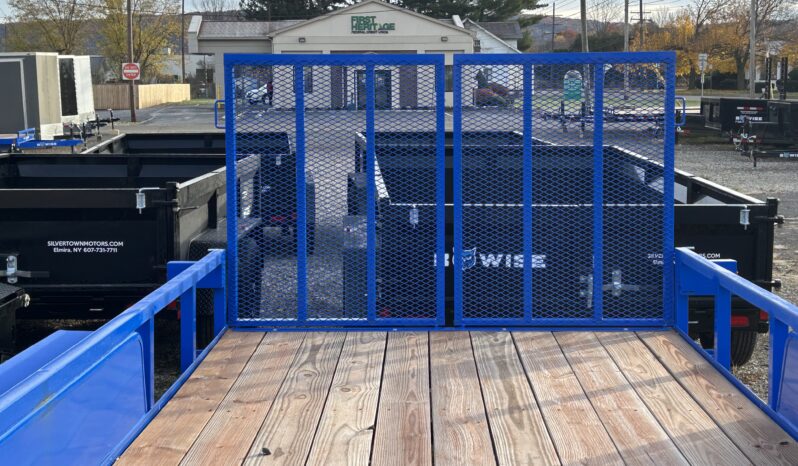 2026 BWISE / BRI-MAR 18 Foot Utility Landscaping Trailer-7,000 GVW Electric Brakes and Split Rear Gate (UT-718)-BLUE full