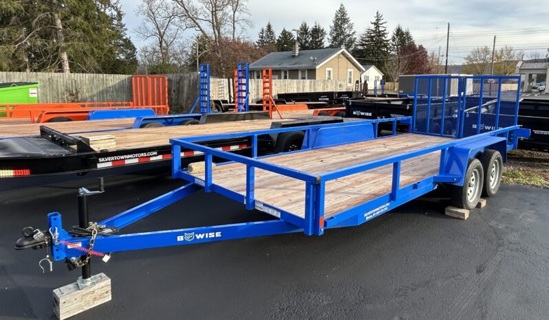 2026 BWISE / BRI-MAR 18 Foot Utility Landscaping Trailer-7,000 GVW Electric Brakes and Split Rear Gate (UT-718)-BLUE full