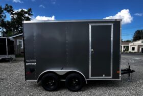 2026 Haulmark Passport Deluxe 7 x 12 Enclosed Cargo Trailer-7,000 GVW, 7′ Interior, V-Nose, Ramp Door (PP712T2-D)-Gray