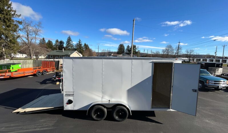 7x16 Enclosed Trailer for sale-Right side view with ramp door open