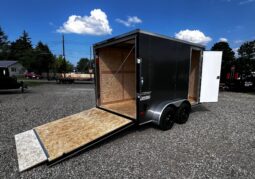 2026 Haulmark Passport Deluxe 7 x 12 Enclosed Cargo Trailer-7,000 GVW, 7′ Interior, V-Nose, Ramp Door (PP712T2-D)-Gray full