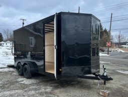 2026 HAULMARK PASSPORT DELUXE 7×16 ENCLOSED TRAILER-7k GVW, PHANTOM BLACK PKG, 7′ INT, V-NOSE, ELECTRIC BRAKES AND RAMP DOOR (PP716T2-D) full