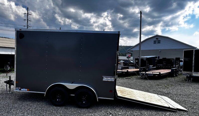 2026 Haulmark Passport Deluxe 7 x 12 Enclosed Cargo Trailer-7,000 GVW, 7′ Interior, V-Nose, Ramp Door (PP712T2-D)-Gray full