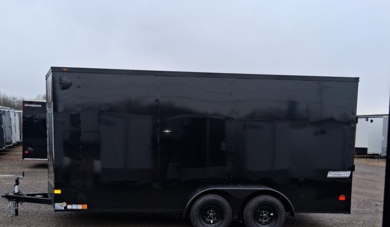 2026 HAULMARK PASSPORT DELUXE 7×16 ENCLOSED TRAILER-7k GVW, PHANTOM BLACK PKG, 7′ INT, V-NOSE, ELECTRIC BRAKES AND RAMP DOOR (PP716T2-D) full