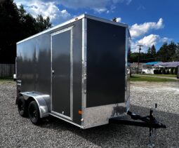2026 Haulmark Passport Deluxe 7 x 12 Enclosed Cargo Trailer-7,000 GVW, 7′ Interior, V-Nose, Ramp Door (PP712T2-D)-Gray full