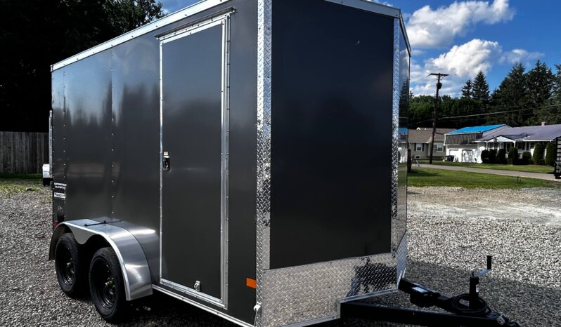 2026 Haulmark Passport Deluxe 7 x 12 Enclosed Cargo Trailer-7,000 GVW, 7′ Interior, V-Nose, Ramp Door (PP712T2-D)-Gray full