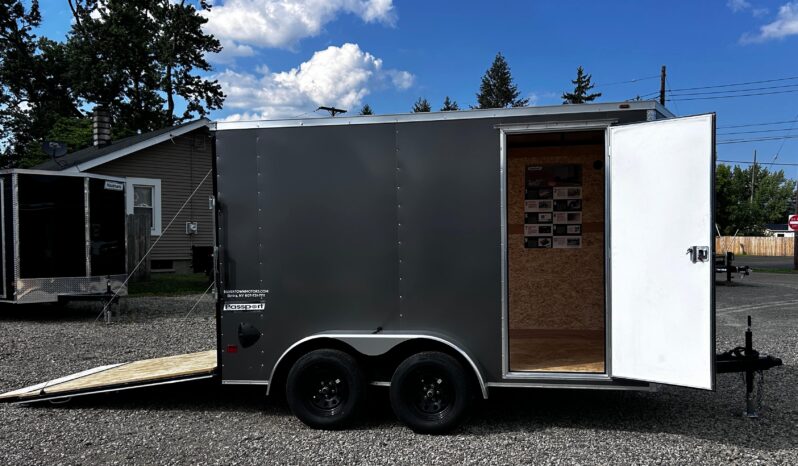 2026 Haulmark Passport Deluxe 7 x 12 Enclosed Cargo Trailer-7,000 GVW, 7′ Interior, V-Nose, Ramp Door (PP712T2-D)-Gray full