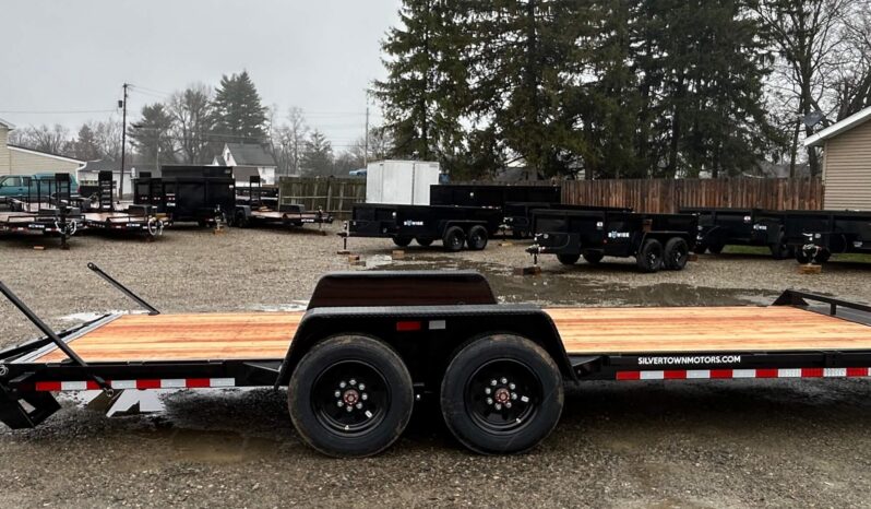 7x20-16k Equipment trailer for sale-Side view w/ramps down