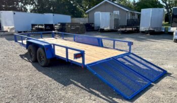 2025 BWISE/BRI-MAR 7’×18′ UTILITY LANDSCAPING TRAILER-7,000 GVW ELECTRIC BRAKES AND SPLIT REAR GATE (UT-718)-BLUE full