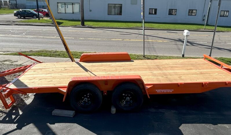 2025 BWISE/BRI-MAR 84″ x 18′ EQUIPMENT TRAILER-9,990 GVW ELECTRIC BRAKES AND ADJUSTABLE RAMPS (EH18-10ELE)-ORANGE full