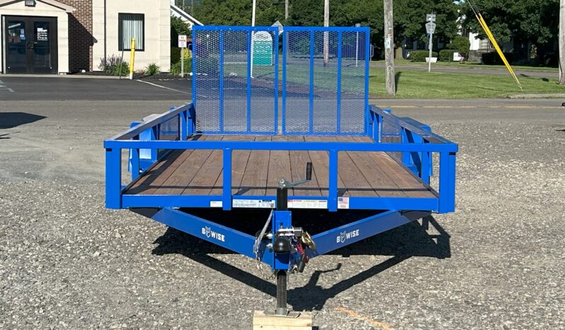 2025 BWISE/BRI-MAR 7’×18′ UTILITY LANDSCAPING TRAILER-7,000 GVW ELECTRIC BRAKES AND SPLIT REAR GATE (UT-718)-BLUE full