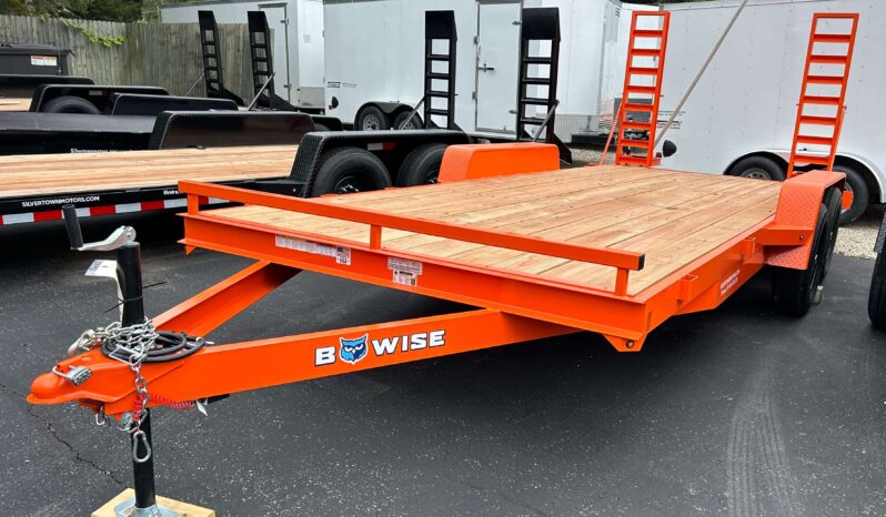 2025 BWISE/BRI-MAR 84″ x 18′ EQUIPMENT TRAILER-9,990 GVW ELECTRIC BRAKES AND ADJUSTABLE RAMPS (EH18-10ELE)-ORANGE full