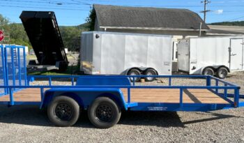 2025 BWISE/BRI-MAR 7’×18′ UTILITY LANDSCAPING TRAILER-7,000 GVW ELECTRIC BRAKES AND SPLIT REAR GATE (UT-718)-BLUE full