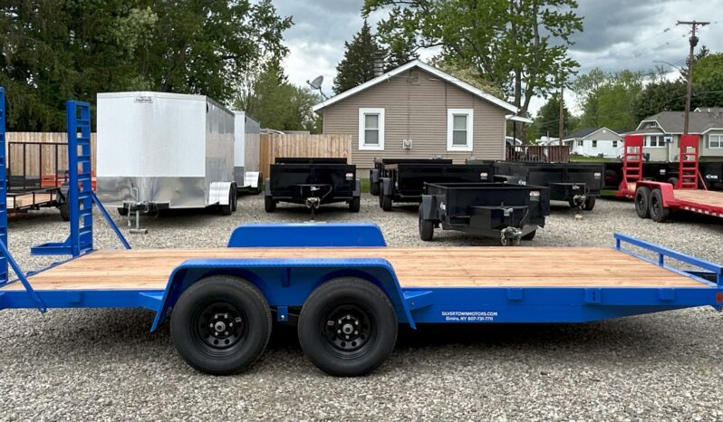 2025 BWISE/BRI-MAR 84″ x 18′ EQUIPMENT TRAILER-9,990 GVW ELECTRIC BRAKES AND ADJUSTABLE RAMPS (EH18-10ELE)-BLUE full