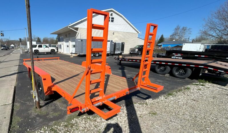 2025 BWISE/BRI-MAR 84″ x 18′ EQUIPMENT TRAILER-9,990 GVW ELECTRIC BRAKES AND ADJUSTABLE RAMPS (EH18-10ELE)-ORANGE full