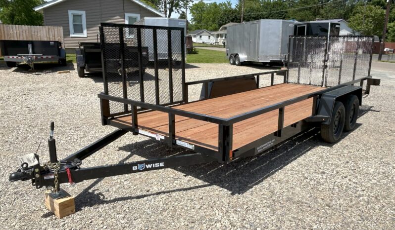 2024 BWISE/BRI-MAR 7′ x 18′ UTILITY LANDSCAPING TRAILER-7,000 GVW, SIDE RAMP, SPLIT REAR GATE & ELECTRIC BRAKES (UT-718) full