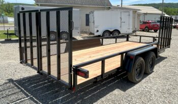 2024 BWISE/BRI-MAR 7′ x 18′ UTILITY LANDSCAPING TRAILER-7,000 GVW, SIDE RAMP, SPLIT REAR GATE & ELECTRIC BRAKES (UT-718) full