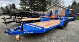 2025 BWISE/BRI-MAR 7′ x 18′ EQUIPMENT TRAILER-9,990 GVW w/LOCKABLE CHAIN TRAY, ELECTRIC BRAKES AND ADJUSTABLE RAMPS (EH18-10)-BLUE