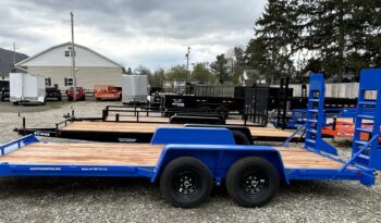 2025 BWISE/BRI-MAR 7′ x 18′ EQUIPMENT TRAILER-9,990 GVW w/LOCKABLE CHAIN TRAY, ELECTRIC BRAKES AND ADJUSTABLE RAMPS (EH18-10)-BLUE full