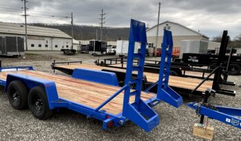 2025 BWISE/BRI-MAR 7′ x 18′ EQUIPMENT TRAILER-9,990 GVW w/LOCKABLE CHAIN TRAY, ELECTRIC BRAKES AND ADJUSTABLE RAMPS (EH18-10)-BLUE full