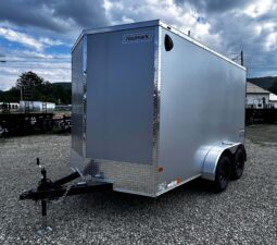 2026 HAULMARK PASSPORT DELUXE 7′ x 12′ ENCLOSED CARGO TRAILER-7,000 GVW, 7’0″ INTERIOR, V-NOSE, ELECTRIC BRAKES AND RAMP DOOR (PP712T2-D)-SILVER full