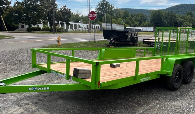 2026 BWISE 7×18 UTILITY TRAILER – 7,000 lb GVW | SPLIT RAMP GATE | ELECTRIC BRAKES | SALE $4,495 (UT-718)-LIME GREEN full