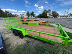 2026 BWISE 7×18 UTILITY TRAILER – 7,000 lb GVW | SPLIT RAMP GATE | ELECTRIC BRAKES | SALE $4,495 (UT-718)-LIME GREEN full