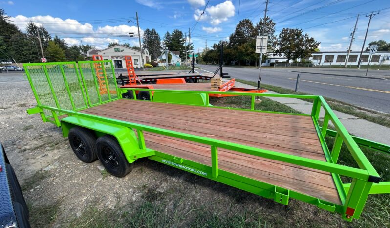 2026 BWISE 7×18 UTILITY TRAILER – 7,000 lb GVW | SPLIT RAMP GATE | ELECTRIC BRAKES | SALE $4,495 (UT-718)-LIME GREEN full