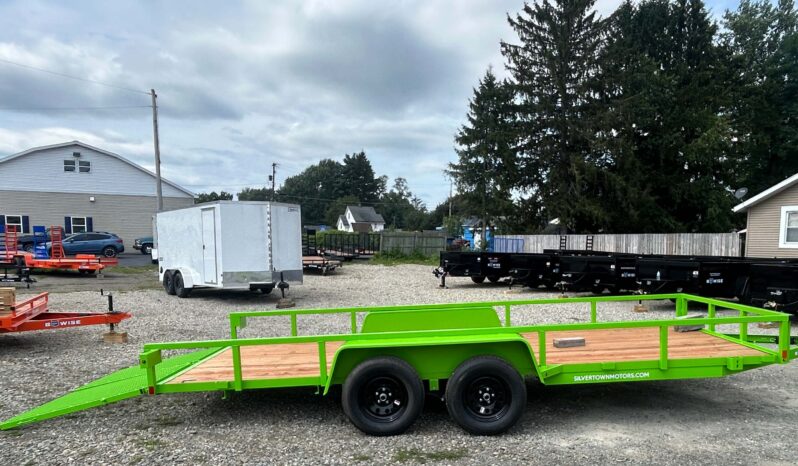 2026 BWISE 7×18 UTILITY TRAILER – 7,000 lb GVW | SPLIT RAMP GATE | ELECTRIC BRAKES | SALE $4,495 (UT-718)-LIME GREEN full
