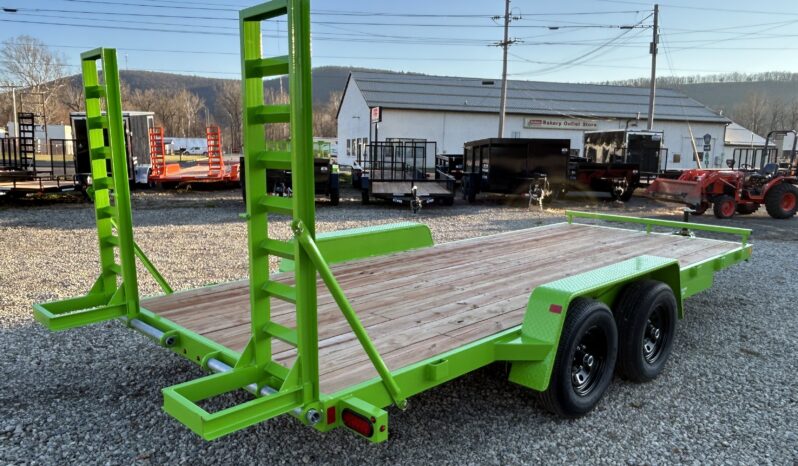 2026 BWISE / BRI-MAR 7′ x 18′ EQUIPMENT TRAILER-9,990 GVW ELECTRIC BRAKES AND ADJUSTABLE RAMPS (EH18-10ELE)-LIME GREEN full