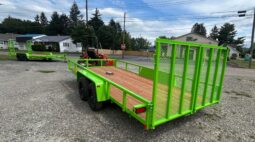 2026 BWISE 7×18 UTILITY TRAILER – 7,000 lb GVW | SPLIT RAMP GATE | ELECTRIC BRAKES | SALE $4,495 (UT-718)-LIME GREEN