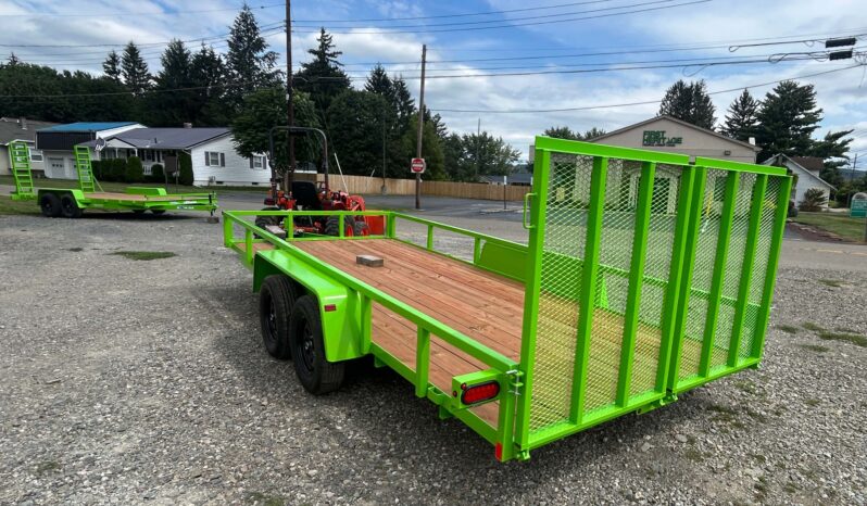 2026 BWISE 7×18 UTILITY TRAILER – 7,000 lb GVW | SPLIT RAMP GATE | ELECTRIC BRAKES | SALE $4,495 (UT-718)-LIME GREEN full