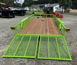 2026 BWISE 7×18 UTILITY TRAILER – 7,000 lb GVW | SPLIT RAMP GATE | ELECTRIC BRAKES | SALE $4,495 (UT-718)-LIME GREEN