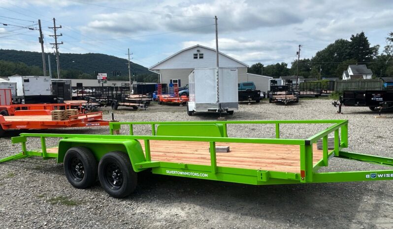 2026 BWISE 7×18 UTILITY TRAILER – 7,000 lb GVW | SPLIT RAMP GATE | ELECTRIC BRAKES | SALE $4,495 (UT-718)-LIME GREEN full