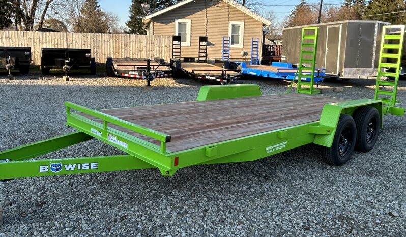 2026 BWISE / BRI-MAR 7′ x 18′ EQUIPMENT TRAILER-9,990 GVW ELECTRIC BRAKES AND ADJUSTABLE RAMPS (EH18-10ELE)-LIME GREEN full