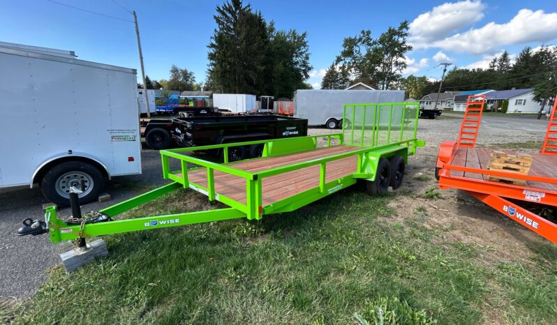 2026 BWISE 7×18 UTILITY TRAILER – 7,000 lb GVW | SPLIT RAMP GATE | ELECTRIC BRAKES | SALE $4,495 (UT-718)-LIME GREEN full