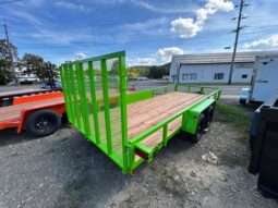 2026 BWISE 7×18 UTILITY TRAILER – 7,000 lb GVW | SPLIT RAMP GATE | ELECTRIC BRAKES | SALE $4,495 (UT-718)-LIME GREEN full