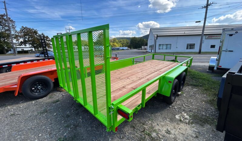 2026 BWISE 7×18 UTILITY TRAILER – 7,000 lb GVW | SPLIT RAMP GATE | ELECTRIC BRAKES | SALE $4,495 (UT-718)-LIME GREEN full